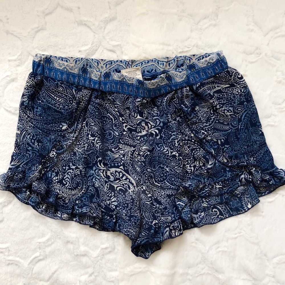 Blue and White Paisley Soft Shorts